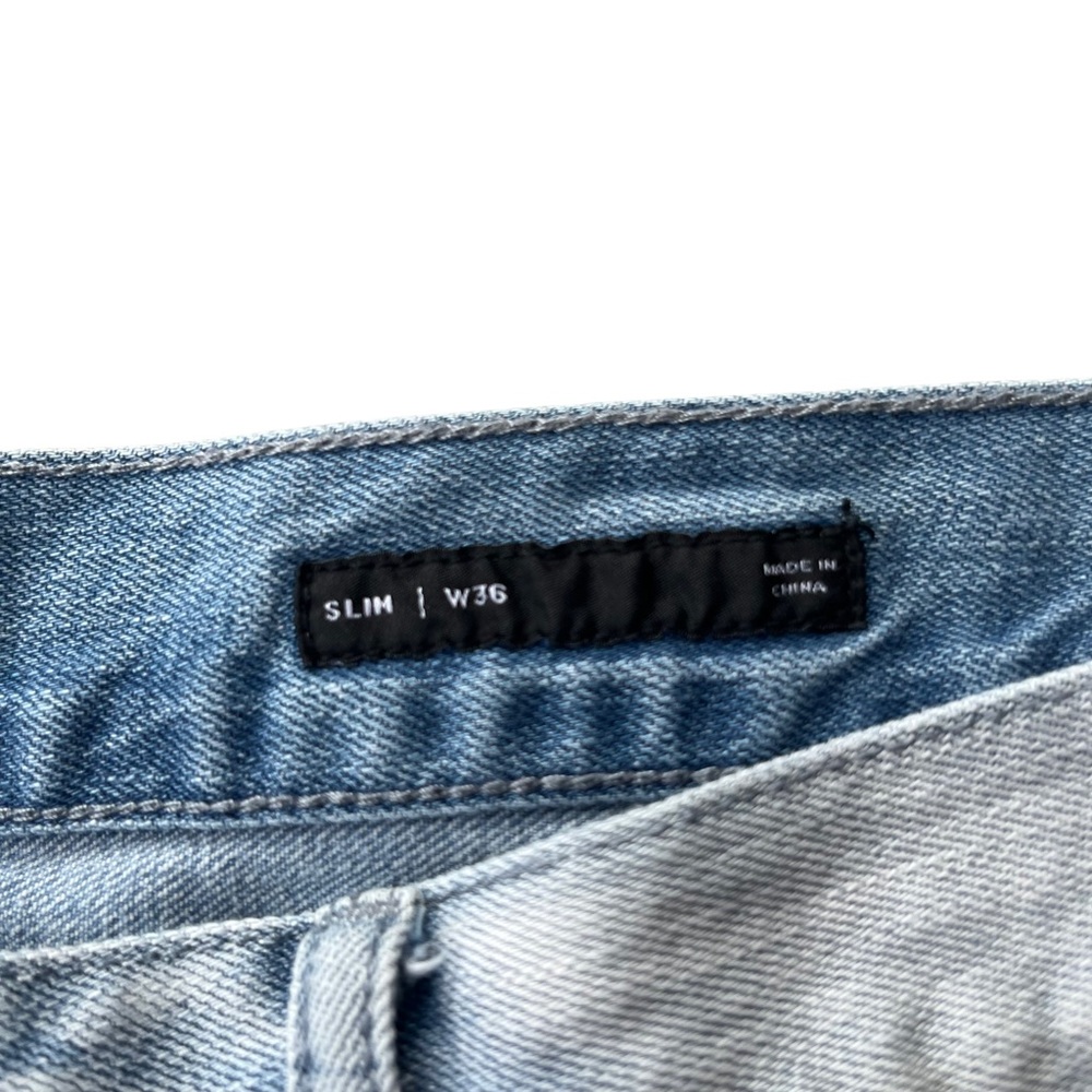 Pacsun Los Angeles Men Denim Embroidered Rose Slim Stretchy Shorts Waist 36 - Picture 5 of 7